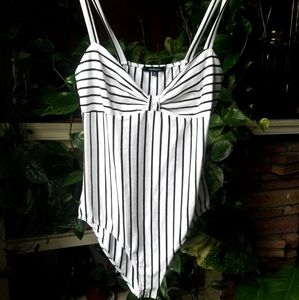Black and white Striped bodysuit